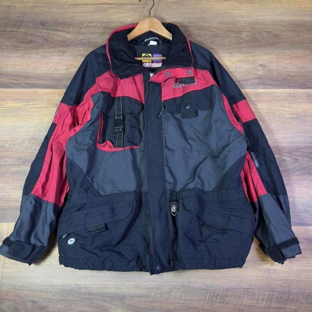 Ski-Doo Snowmobile Jacket Men's L Black Red Vintage
